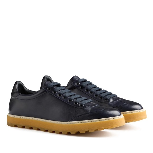 ISAIA Napoli Goat Leather Sneakers in Navy Blue Size 9 NWOT main image 12